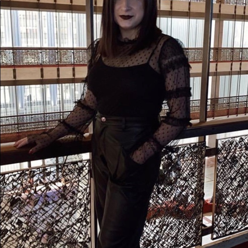 Nasty Gal Black Sheer Shirt 6 GoingOut LongSleeve